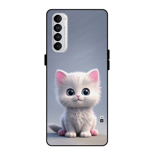 Cute Kitten Sitting Metal Back Case for Oppo Reno4 Pro