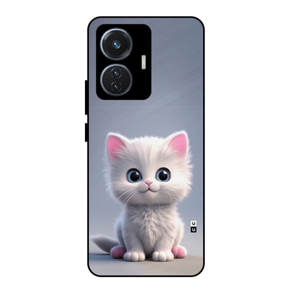 Cute Kitten Sitting Metal Back Case for Vivo T1 44W