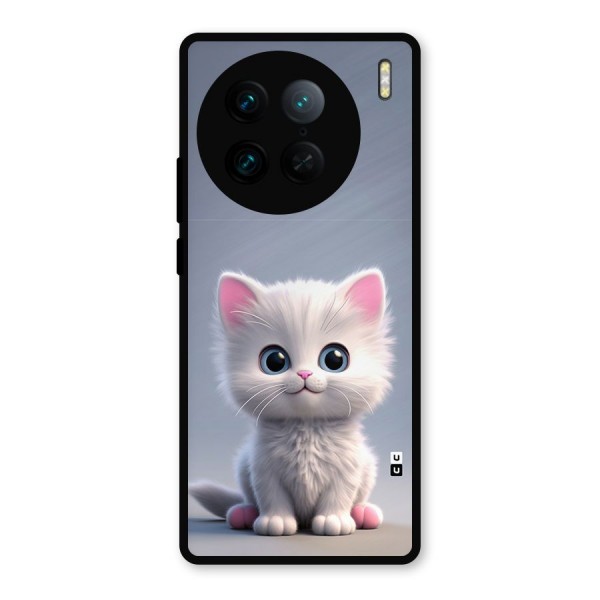 Cute Kitten Sitting Metal Back Case for Vivo X90 Pro