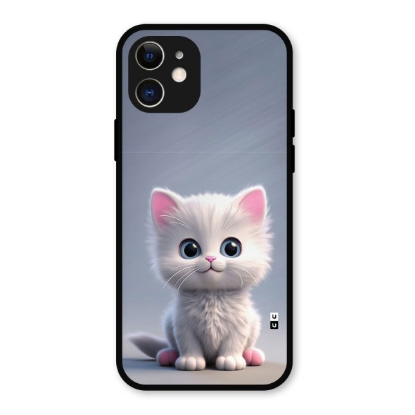 Cute Kitten Sitting Metal Back Case for iPhone 12