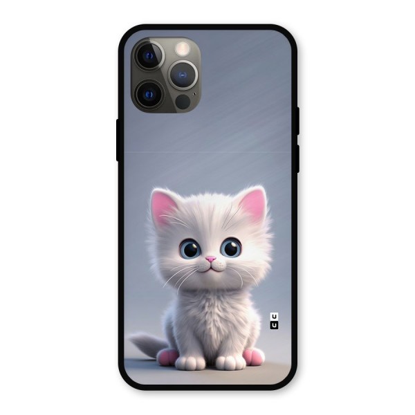 Cute Kitten Sitting Metal Back Case for iPhone 12 Pro