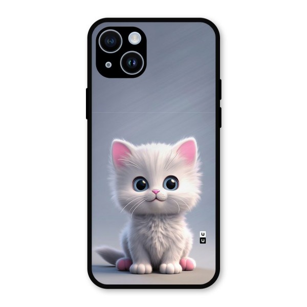 Cute Kitten Sitting Metal Back Case for iPhone 14