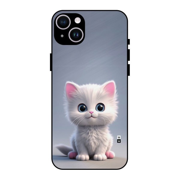 Cute Kitten Sitting Metal Back Case for iPhone 14 Plus