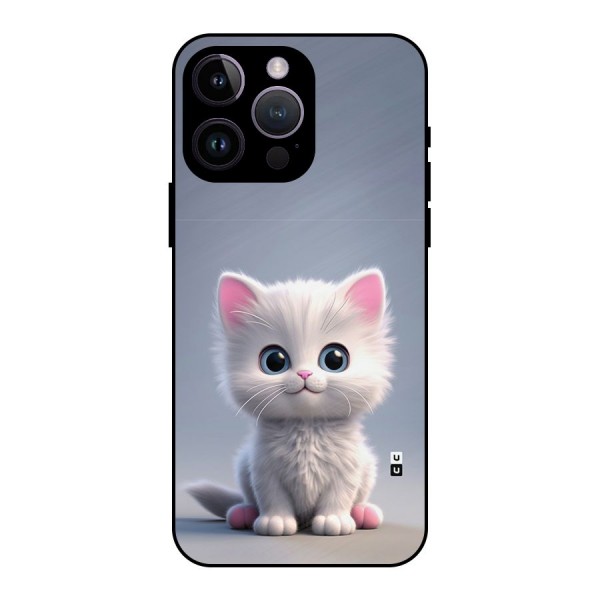 Cute Kitten Sitting Metal Back Case for iPhone 14 Pro Max
