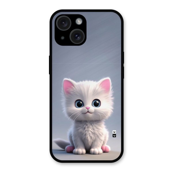 Cute Kitten Sitting Metal Back Case for iPhone 15