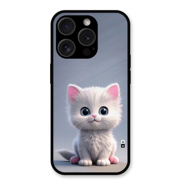 Cute Kitten Sitting Metal Back Case for iPhone 15 Pro