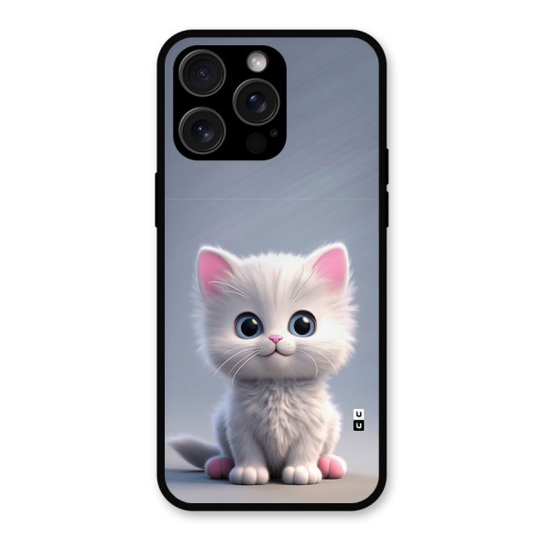 Cute Kitten Sitting Metal Back Case for iPhone 15 Pro Max