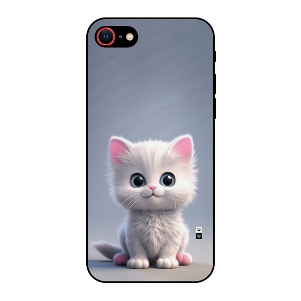 Cute Kitten Sitting Metal Back Case for iPhone 8