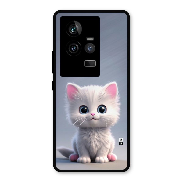 Cute Kitten Sitting Metal Back Case for iQOO 11 5G