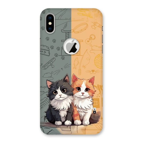 Cute Lovely Cats Back Case for iPhone XS Logo Cut