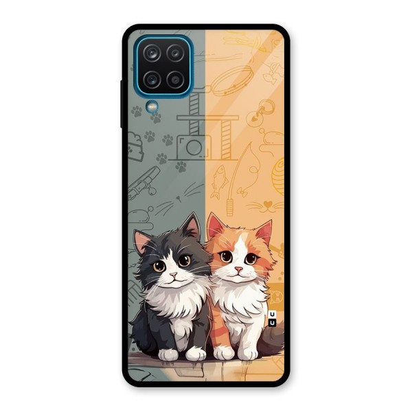 Cute Lovely Cats Glass Back Case for Galaxy A12