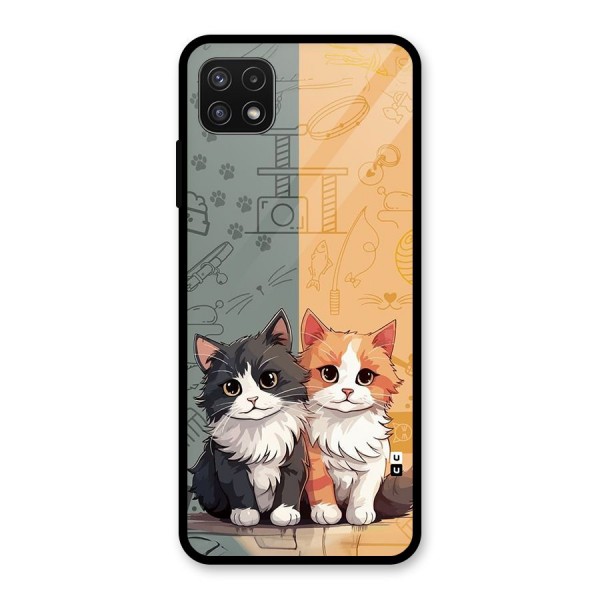 Cute Lovely Cats Glass Back Case for Galaxy A22 5G