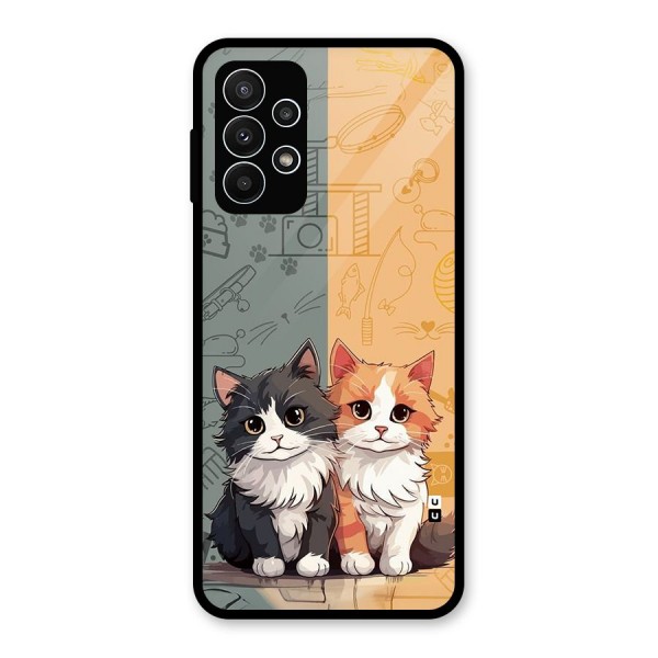 Cute Lovely Cats Glass Back Case for Galaxy A23