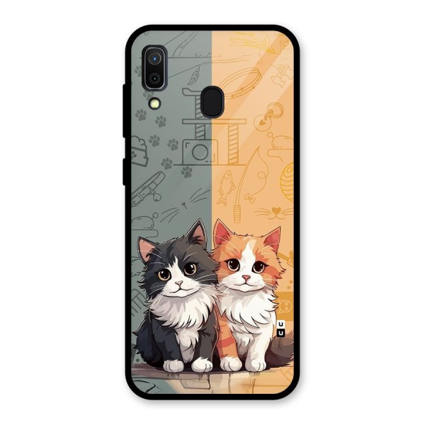 Cute Lovely Cats Glass Back Case for Galaxy A30