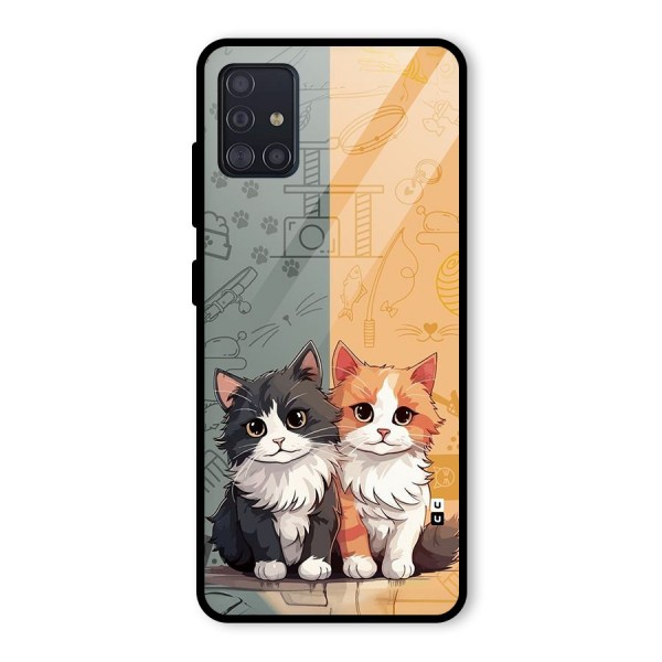 Cute Lovely Cats Glass Back Case for Galaxy A51