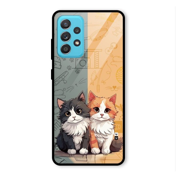 Cute Lovely Cats Glass Back Case for Galaxy A52s 5G