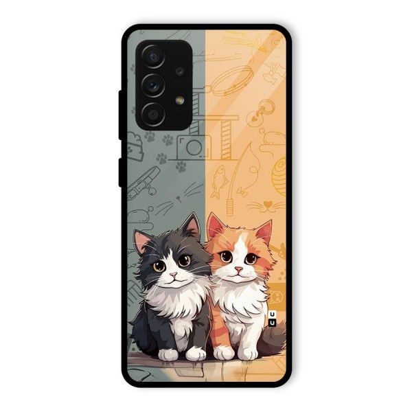 Cute Lovely Cats Glass Back Case for Galaxy A53 5G