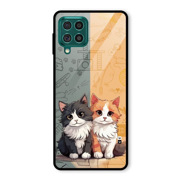 Cute Lovely Cats Glass Back Case for Galaxy F62