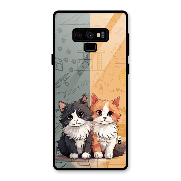 Cute Lovely Cats Glass Back Case for Galaxy Note 9