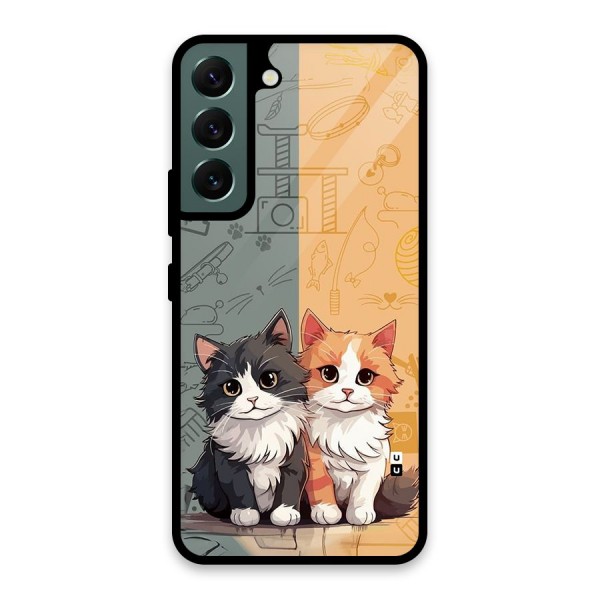 Cute Lovely Cats Glass Back Case for Galaxy S22 5G