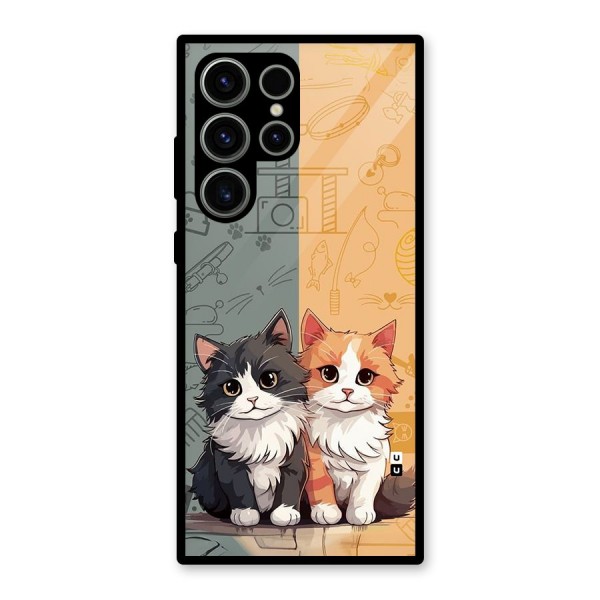 Cute Lovely Cats Glass Back Case for Galaxy S23 Ultra