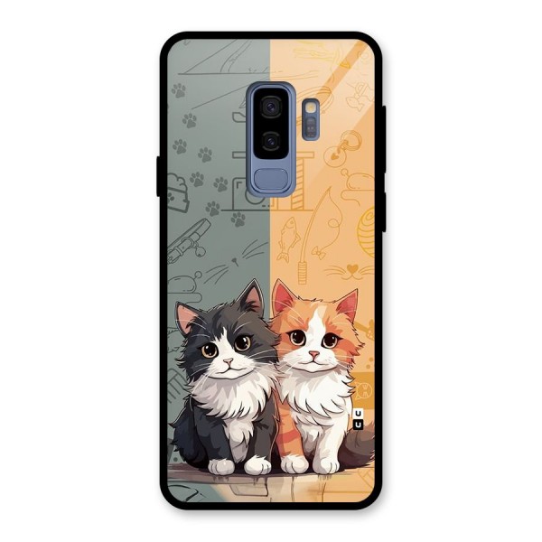 Cute Lovely Cats Glass Back Case for Galaxy S9 Plus