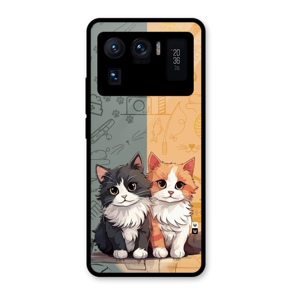 Cute Lovely Cats Glass Back Case for Mi 11 Ultra