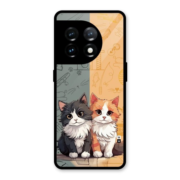 Cute Lovely Cats Glass Back Case for OnePlus 11