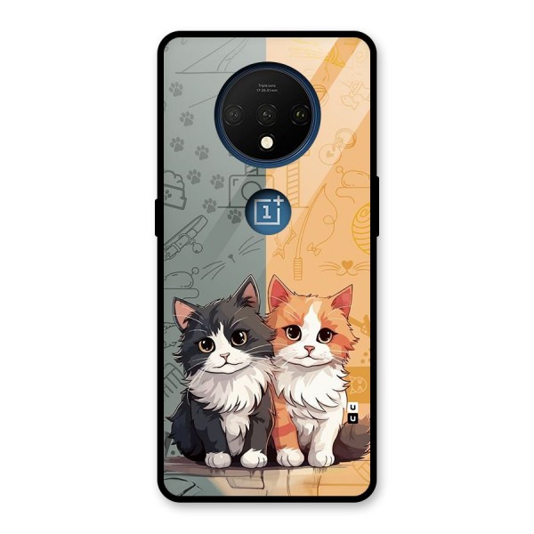 Cute Lovely Cats Glass Back Case for OnePlus 7T