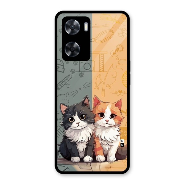 Cute Lovely Cats Glass Back Case for Oppo A57 2022