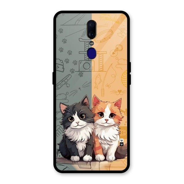 Cute Lovely Cats Glass Back Case for Oppo F11