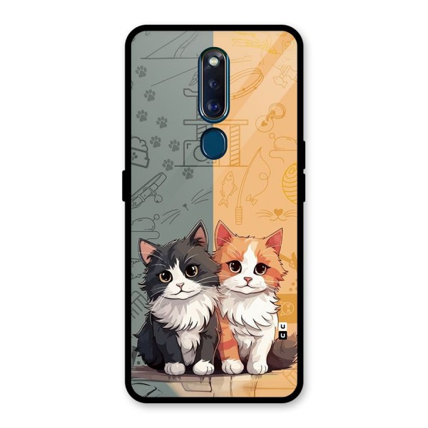 Cute Lovely Cats Glass Back Case for Oppo F11 Pro