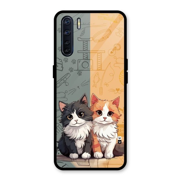 Cute Lovely Cats Glass Back Case for Oppo F15