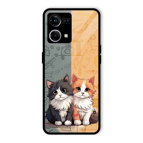 Cute Lovely Cats Glass Back Case for Oppo F21 Pro 4G