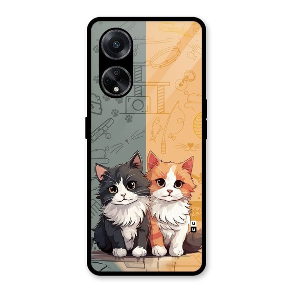 Cute Lovely Cats Glass Back Case for Oppo F23