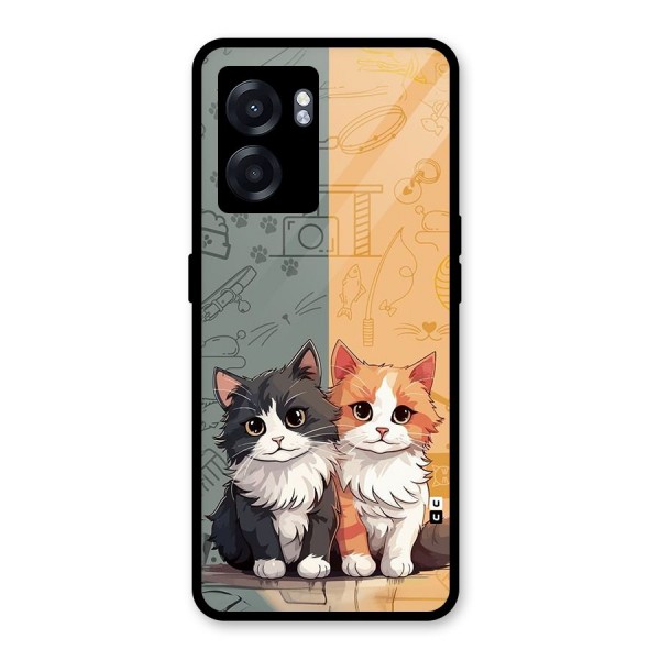 Cute Lovely Cats Glass Back Case for Oppo K10 (5G)