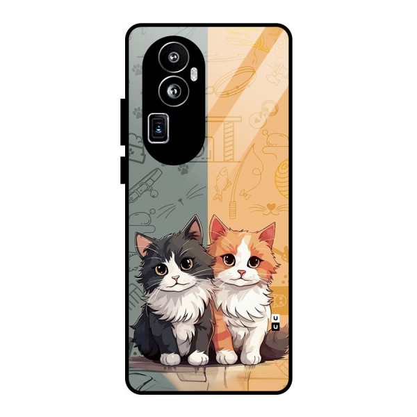 Cute Lovely Cats Glass Back Case for Oppo Reno10 Pro Plus