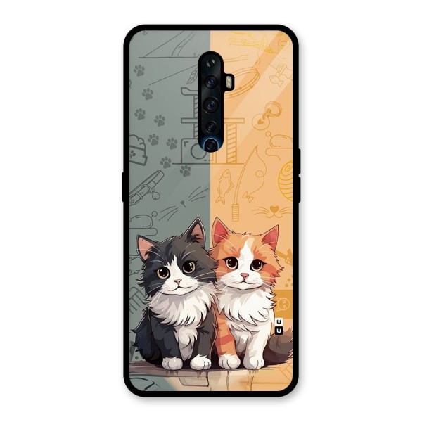 Cute Lovely Cats Glass Back Case for Oppo Reno2 F