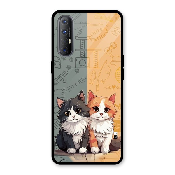 Cute Lovely Cats Glass Back Case for Oppo Reno3 Pro