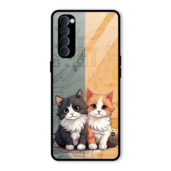 Cute Lovely Cats Glass Back Case for Oppo Reno4 Pro