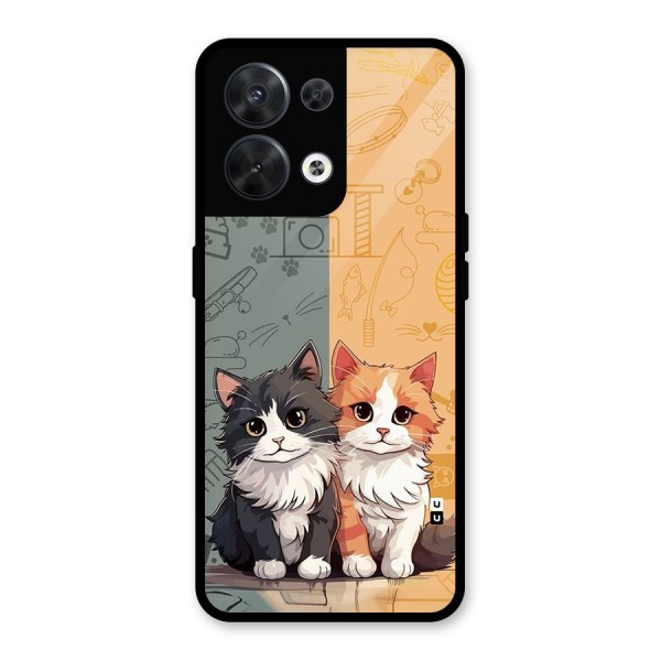 Cute Lovely Cats Glass Back Case for Oppo Reno8 5G