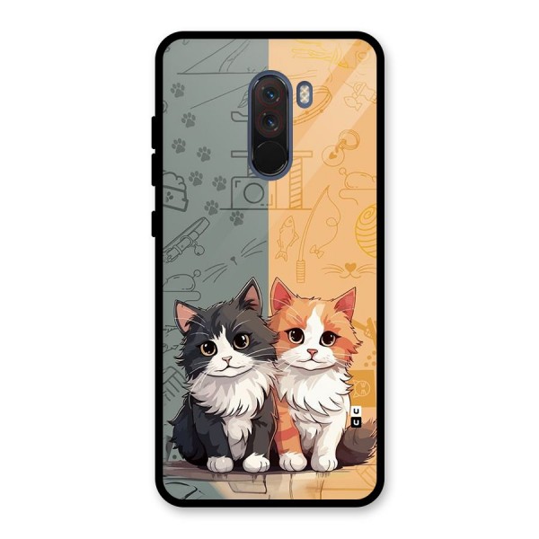 Cute Lovely Cats Glass Back Case for Poco F1