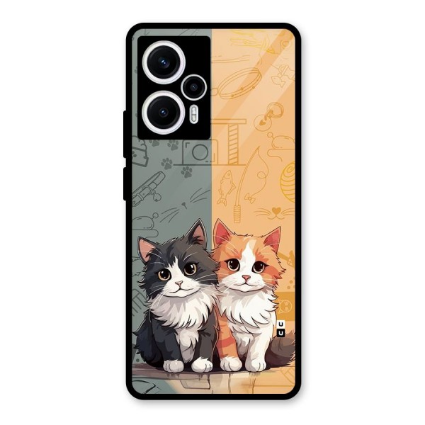 Cute Lovely Cats Glass Back Case for Poco F5