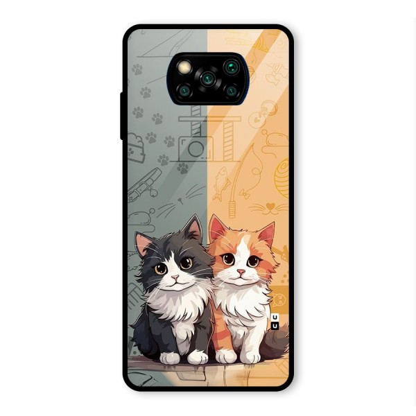 Cute Lovely Cats Glass Back Case for Poco X3 Pro