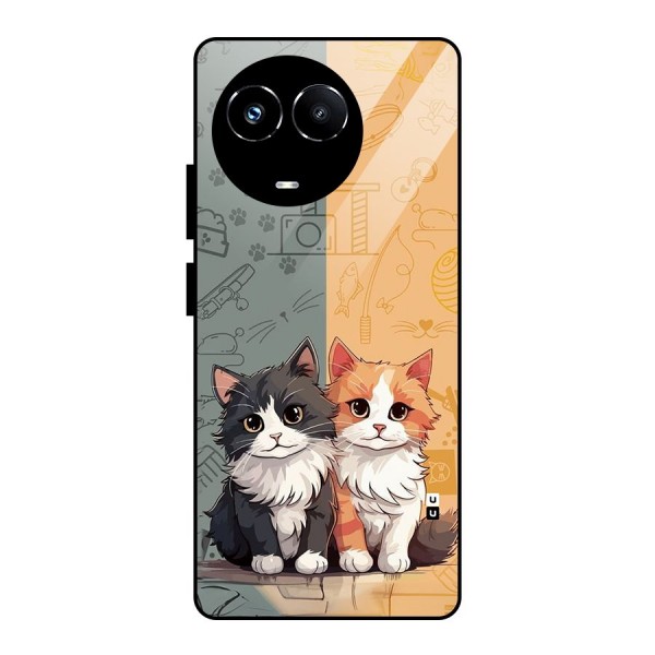 Cute Lovely Cats Glass Back Case for Realme 11X