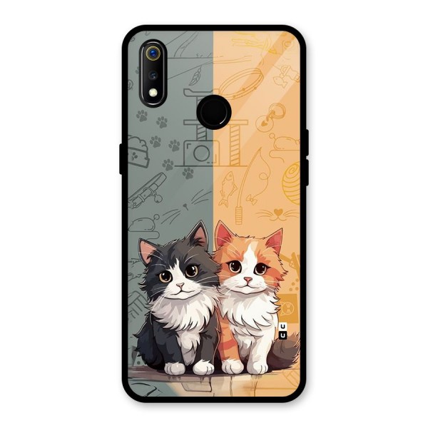 Cute Lovely Cats Glass Back Case for Realme 3