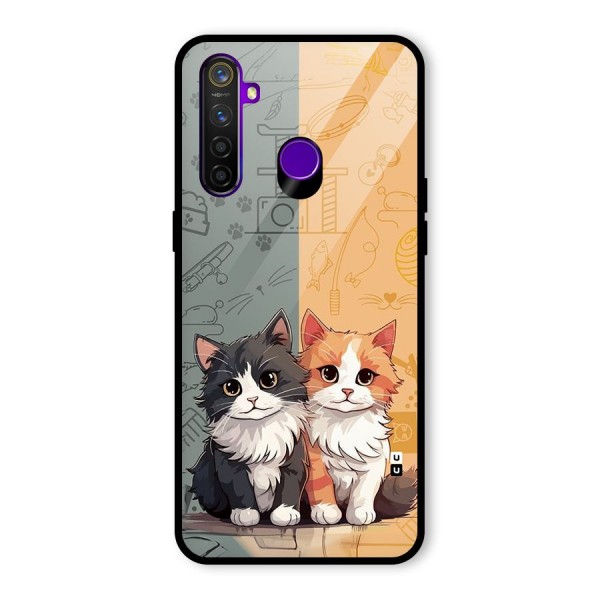 Cute Lovely Cats Glass Back Case for Realme 5 Pro