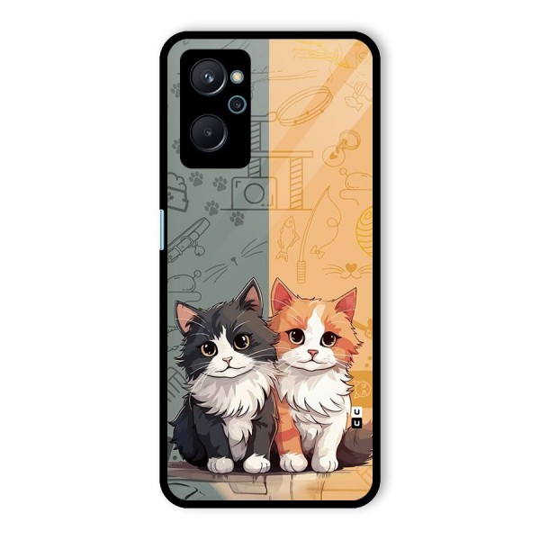 Cute Lovely Cats Glass Back Case for Realme 9i