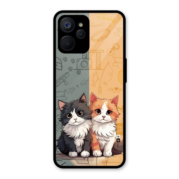 Cute Lovely Cats Glass Back Case for Realme 9i 5G