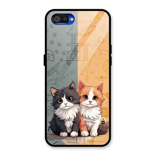 Cute Lovely Cats Glass Back Case for Realme C2